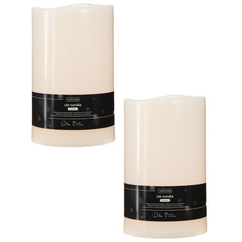 Floristik24 Große LED Kerze mit Timer Für außen Warmweiß Ø12,5cm H20cm 2St