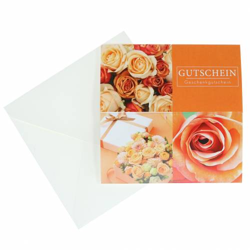 Floristik24 Gutscheinkarte Rose Orange + Umschlag 1St