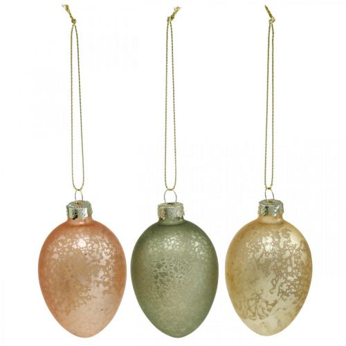 Floristik24 Osterei zum Aufhängen Golden, Rosa, Grün Kunststoff 6,5cm 6St