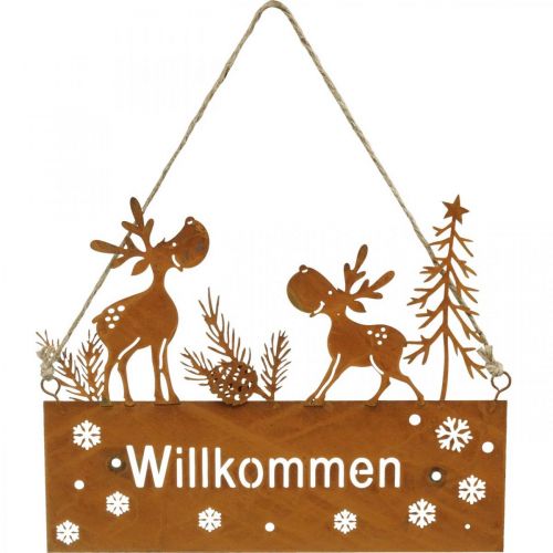 Artikel Willkommensschild Edelrost Rentier Winterdeko L22cm 2St