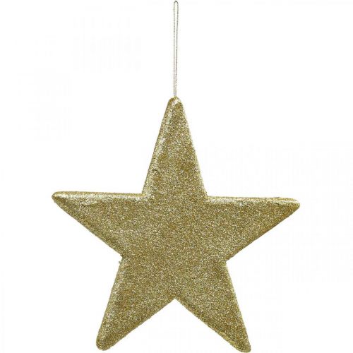 Floristik24 Weihnachtsdeko Stern Anhänger Golden Glitter 30cm 2St