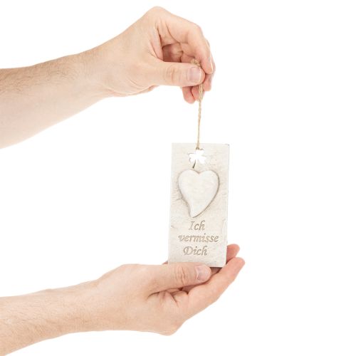 Artikel Anhänger Ich vermisse Dich Herzmotiv Dekoschild für Gedenkfloristik 12cm 3St