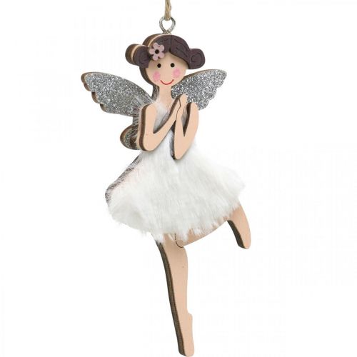 Floristik24 Feen zum Hängen, Frühlingsdeko, Elfendeko, Holzanhänger Rosa, Türkis, Weiß H10–11,5cm 9St