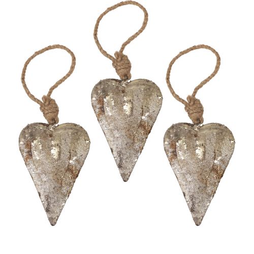 Floristik24 Hängedeko Metallherzen Deko Herzen Silbern 11cm 3St