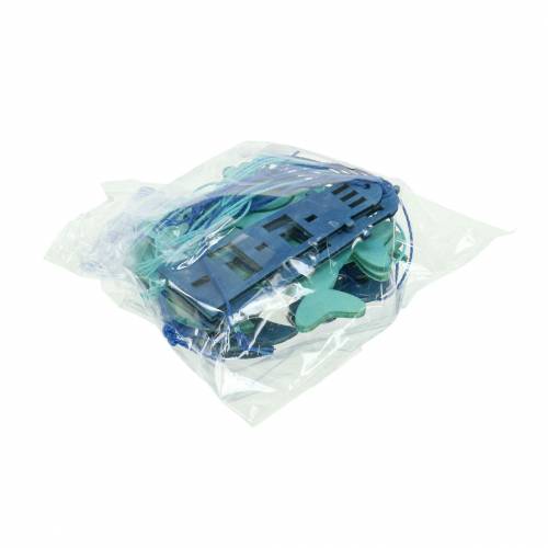 Floristik24 Maritime Deko zum Hängen Hellblau, Dunkelblau Holz Sortiert 8cm 12St