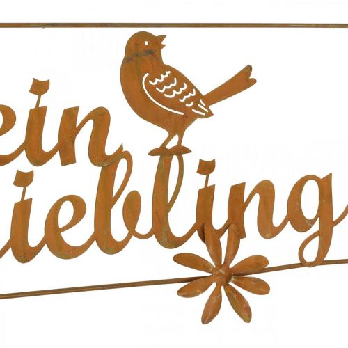 Dekohänger mit Vögeln, “Mein Lieblingsplatz”, Gartendeko Edelrost L55cm H20cm