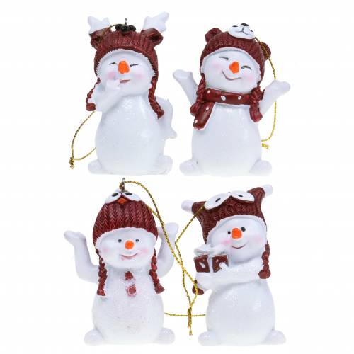 Floristik24 Christbaumschmuck Schneemann zum Hängen 8cm 4St