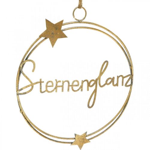 Artikel Dekoring “Sternenglanz”, Metalldeko für Weihnachten, Ring zum Hängen Golden, Grau H37cm Ø30,5cm