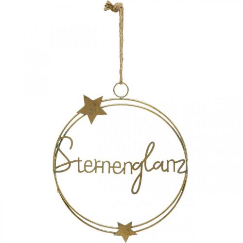 Artikel Dekoring “Sternenglanz”, Metalldeko für Weihnachten, Ring zum Hängen Golden, Grau H37cm Ø30,5cm