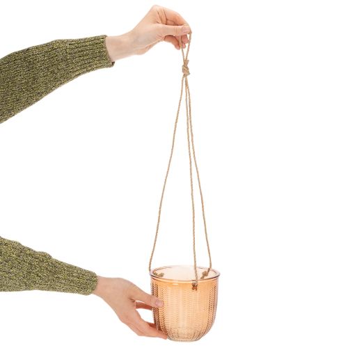 Hängetopf Glas Deko Glastopf Retro Grün Braun 14,5cm 2St | Floristik24.de