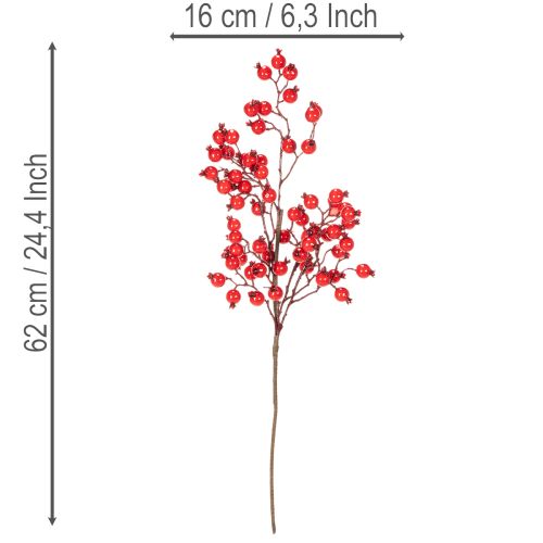 Künstlicher Hagebuttenzweig mit glänzenden Beeren 62cm | Floristik24.de