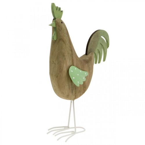 Deko Figur Hahn Holz, Metall Grün Tischdeko Ostern H23cm | Floristik24.de