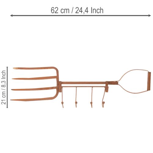 Hakenleiste Edelrost Deko Heugabel Gartendeko 4 Haken 62cm | Floristik24.de