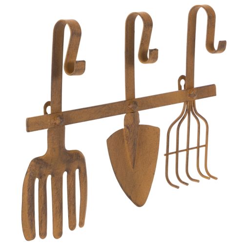 Hakenleiste Gartenwerkzeuge, Gartendeko, Harke Spaten Rechen, Garderobe aus Metall Edelrost L33,5cm kaufen | Floristik24.de