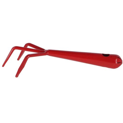Kompakte Handharke aus Stahl zum Lockern der Gartenerde Rot 16cm