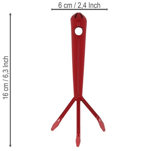 Kompakte Handharke aus Stahl zum Lockern der Gartenerde Rot 16cm | Floristik24.de