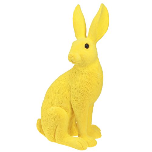 Floristik24 Hase Gelb Sitzender Osterhase Deko beflockt 16×13×35cm