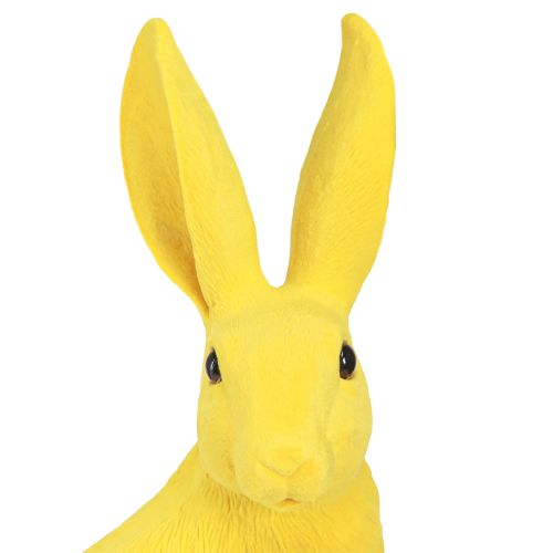 Floristik24 Hase Gelb Sitzender Osterhase Deko beflockt 16×13×35cm