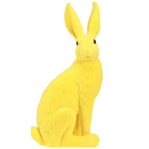 Floristik24 Hase Gelb Sitzender Osterhase Deko beflockt 16×13×35cm