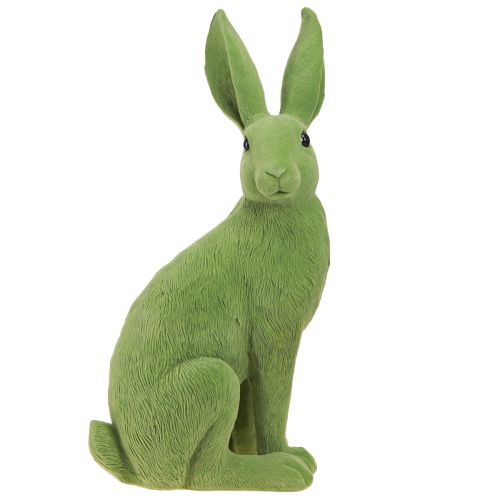 Floristik24 Hase Grün Sitzender Osterhase Deko beflockt 16×13×35cm