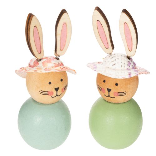 Osterhase Holzfigur Frühlingsdeko Akzent Wohnaccessoire Mint Grün 9cm 8St