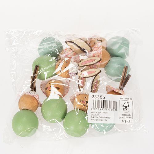Artikel Osterhase Holzfigur Frühlingsdeko Akzent Wohnaccessoire Mint Grün 9cm 8St