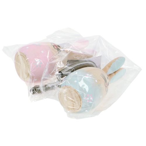 Floristik24 Hase mit Feder zum Aufhängen Rosa, Blau 9cm - 9,5cm