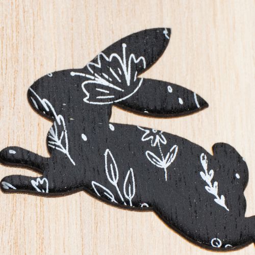 Artikel Hase im Ei Holz Ostereier zum Hängen Weiß Schwarz 10cm 6 St