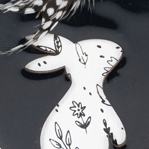 Artikel Hase im Ei Holz Ostereier zum Hängen Weiß Schwarz 10cm 6 St