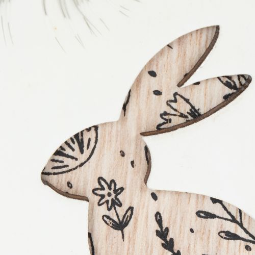 Artikel Hase im Ei Holz Ostereier zum Hängen Weiß Schwarz 10cm 6 St