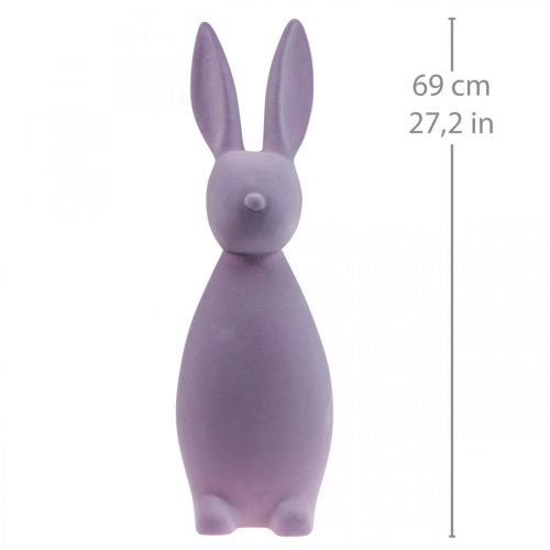Floristik24 Deko Hase Deko-Osterhase – 2. Wahl – Beflockt Flieder Lila H69cm