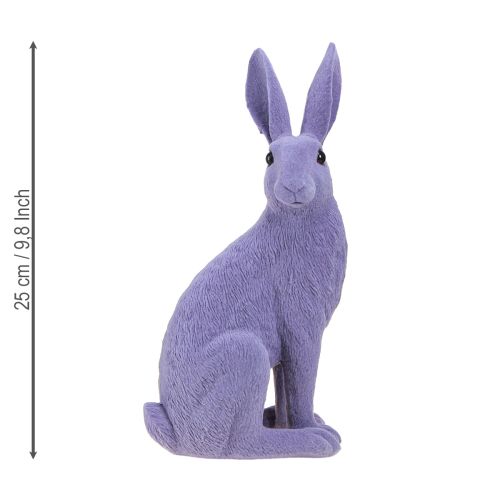Floristik24 Hase sitzend Osterhase Deko beflockt Flieder 12×9×25cm