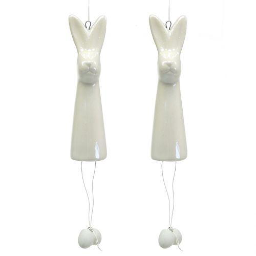 Floristik24 Hase zum Hängen Weiß 10cm 6St