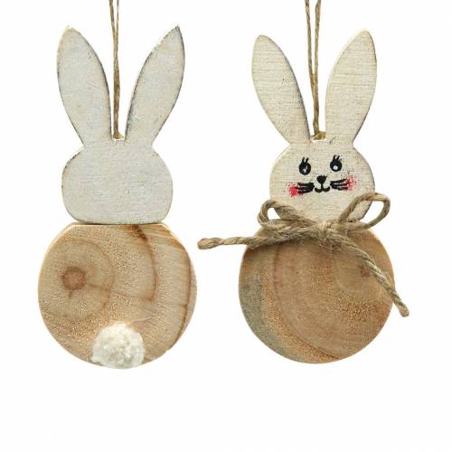 Floristik24 Osterhase zum Hängen Creme, Natur Holz Sortiert H10,5cm 8 St
