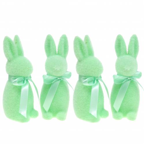 Floristik24 Hase beflockt Mintgrün 16cm 4St