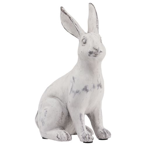 Floristik24 Hase sitzend Hasen Deko Kunststein Weiß Grau H27,5cm