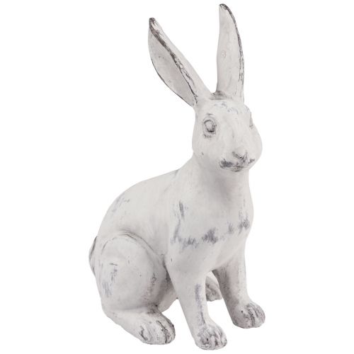 Floristik24 Hase sitzend Hasen Deko Kunststein Weiß Grau H27,5cm