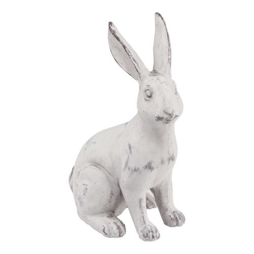 Floristik24 Hase sitzend Deko Hase Kunststein Weiß Grau H21,5cm