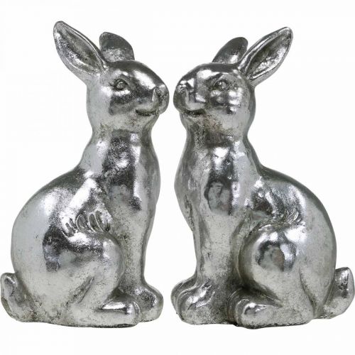 Artikel Deko Hase sitzend Osterdeko Silbern Vintage H17cm 2 St
