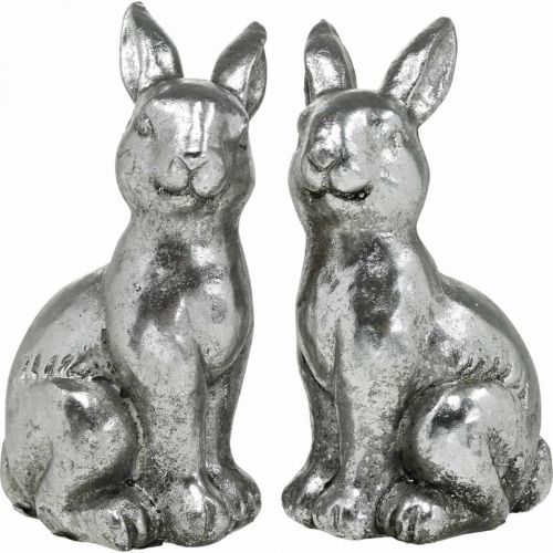 Artikel Deko Hase sitzend Osterdeko Silbern Vintage H13cm 2 St