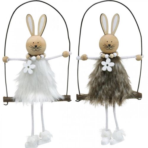 Floristik24 Hase auf Schaukel Osterhase Fensterdeko Ostern H26cm 2er-Set