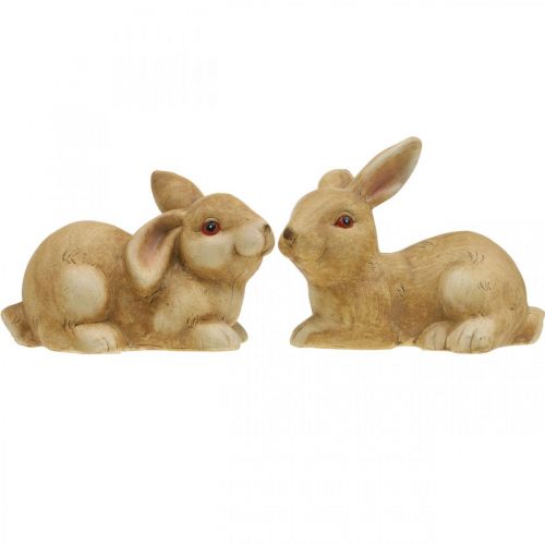 Floristik24 Osterhase liegend Braun Keramik Hasenpaar Deko Figur 15,5cm 2St