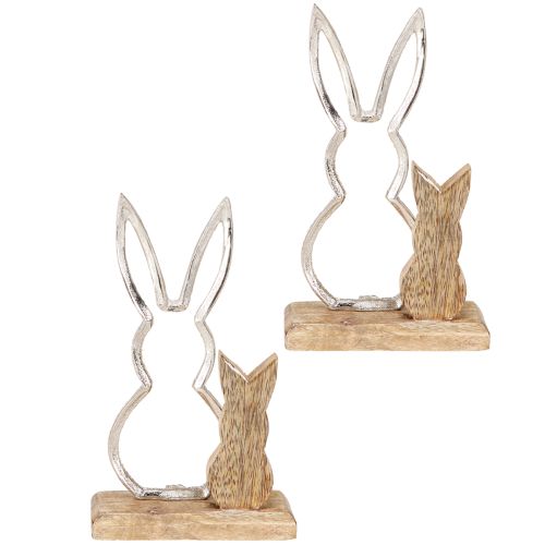 Artikel Deko-Hase Metall & Holz – Moderne Osterfigur im natürlichen Design 22cm 2 St