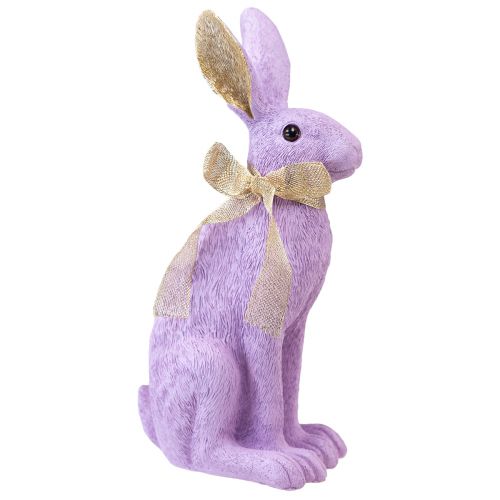 Hasenfigur Osterhasen Deko Hase Sitzend Lila Gold H35cm