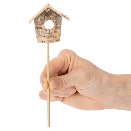 Deko-Vogelhaus Birke 5cm Blumenstecker 4St | Floristik24.de
