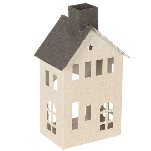 Deko Haus aus Metall mit Schornstein und Fenster 24cm