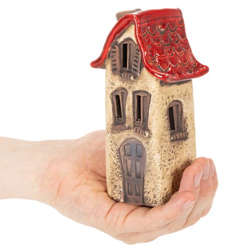 Keramikhaus Dekoration mit rotem Dach Lichthäuschen 15cm 2St | Floristik24.de