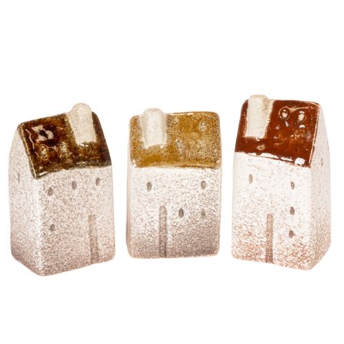 Dekohaus Keramik Miniatur Häuser Set Tischdeko 9cm 3St