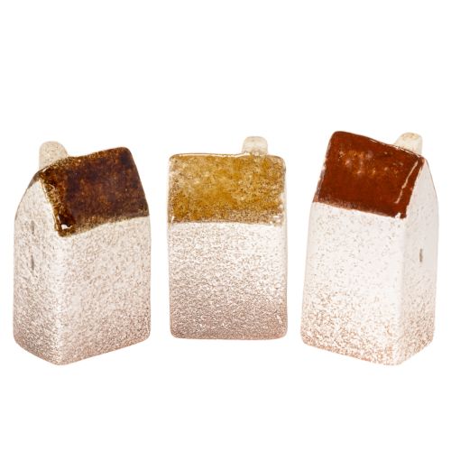 Dekohaus Keramik Miniatur Häuser Set Tischdeko 9cm 3St | Floristik24.de
