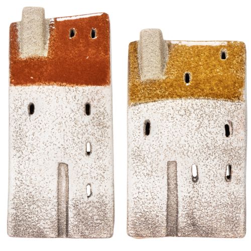 Keramikhaus Deko mit Schornstein Teelichthaus Herbst und Winter 13cm 2St | Floristik24.de